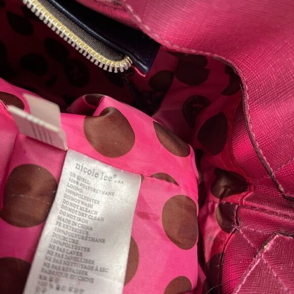 Nicole lee American Flag Satchel/shoulder bag Blue & white stripes ,red … - Picture 6 of 12